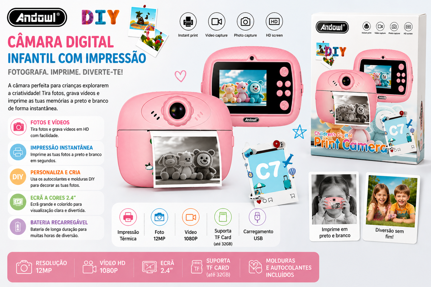 Câmara Instantânea para Crianças – Print Camera