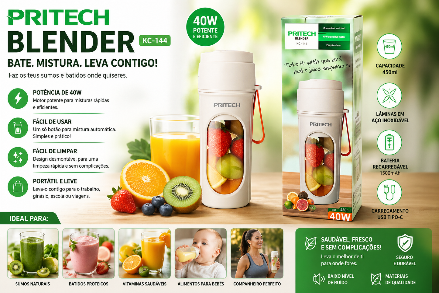 Liquidificador Pritech KC-144 – Potente e Prático