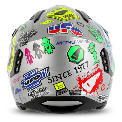 CAPACETE TRIAL UFO SHERATAN STICKERS - PRATA
