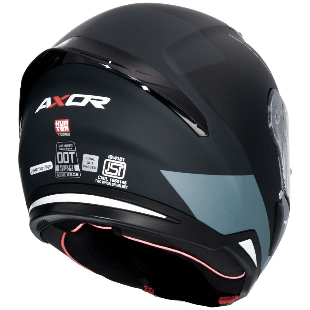 CAPACETE AXOR SH-890 HUNTER TURBO - PRETO MATE / CINZA