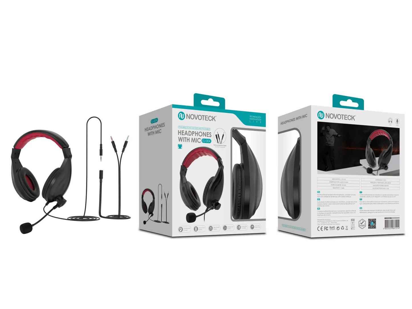 Fones de Ouvido Novoteck EJ-004 com Microfone – Jack 3.5mm