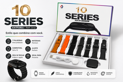 Smartwatch S30 Pro Max – Série 10 | Pack 7 Pulseiras + Carregador Magnético