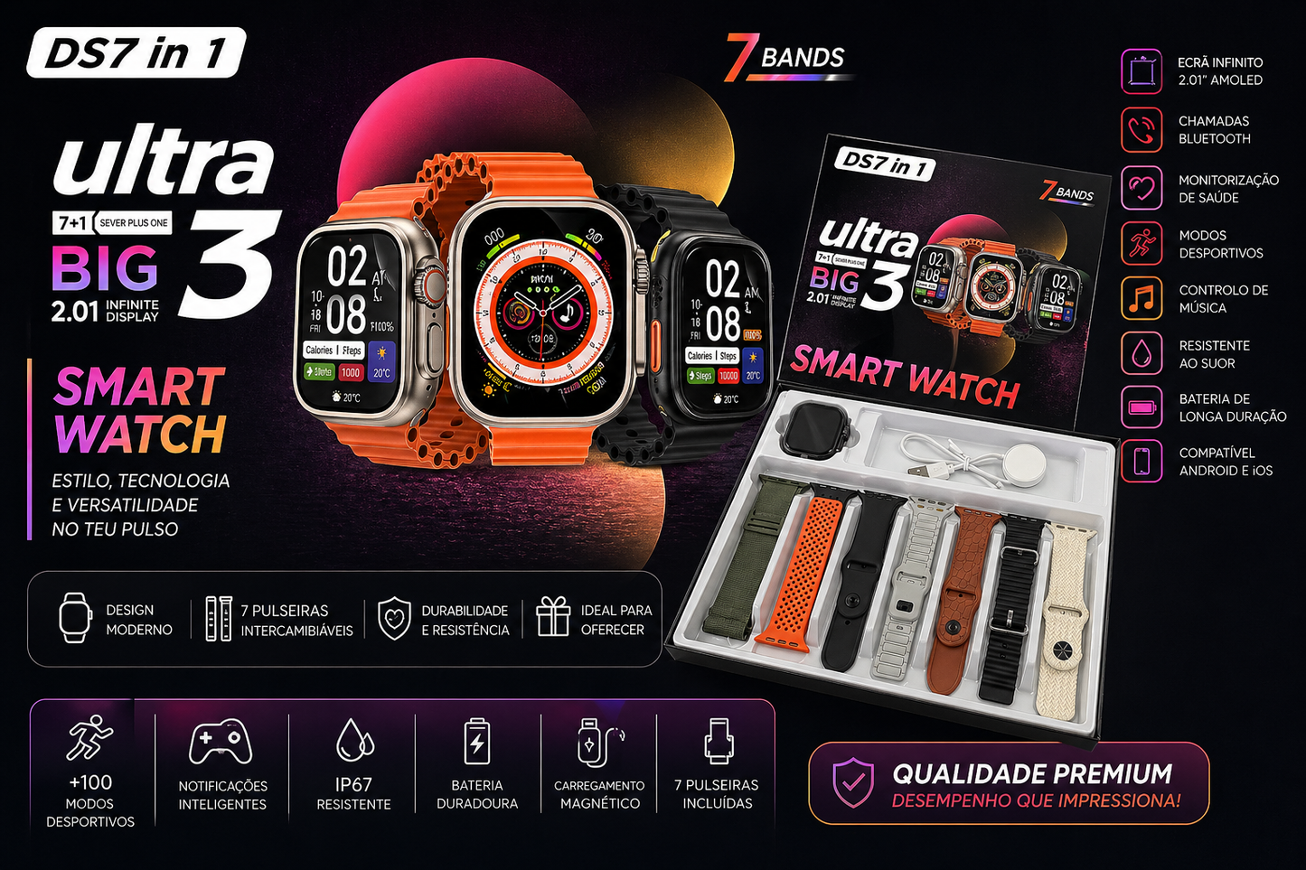 Smartwatch Ultra 3 BIG – DS7 7 em 1