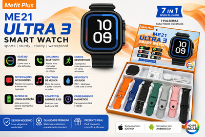 Smartwatch ME21 Ultra 3 – Pack 7 Pulseiras | Ecrã HD AMOLED