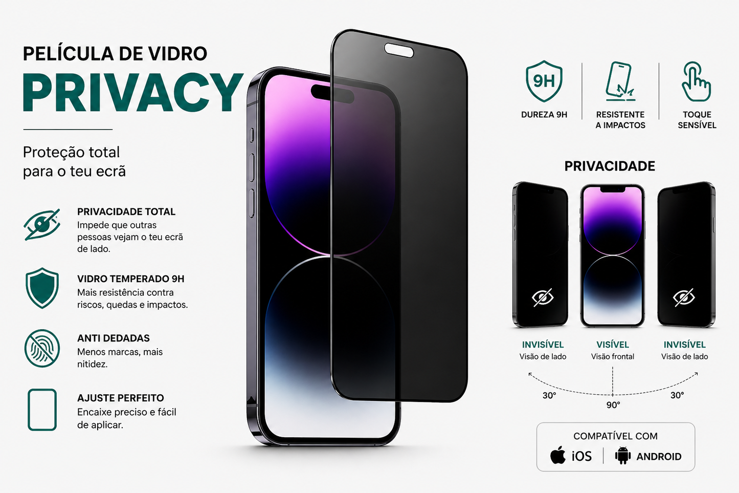 Película de Vidro Temperado Privacy