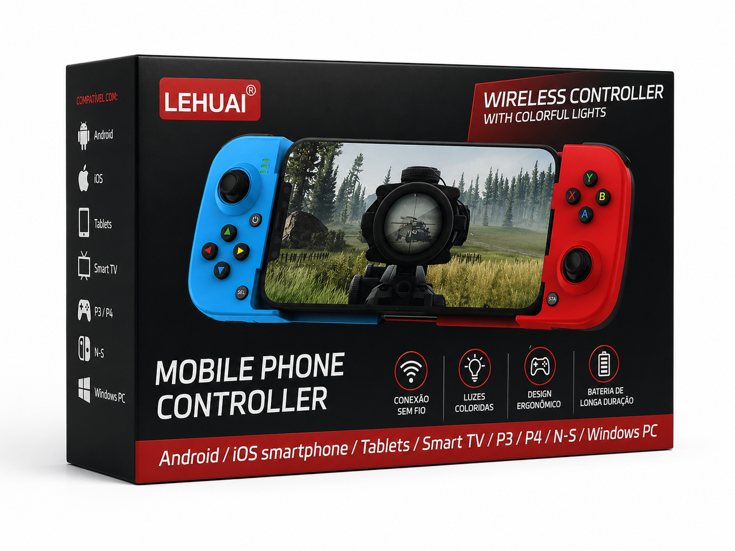 Comando Wireless para Telemóvel LEHUAI – Mobile Phone Controller RGB