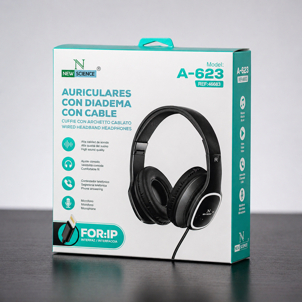 Auscultadores com Fio A-623 – Headset com Microfone e Entrada Jack (Lightning)