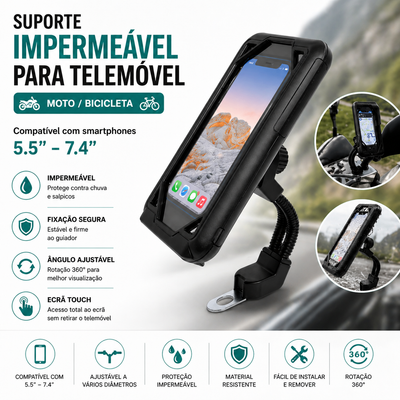 Suporte Impermeável para Telemóvel – Moto/Bicicleta (5.5”–7.4”)