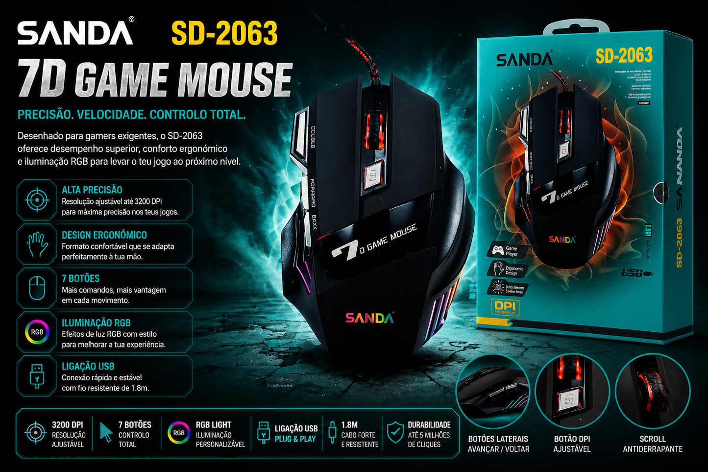 Rato Gaming SD-2063 – Alta Precisão