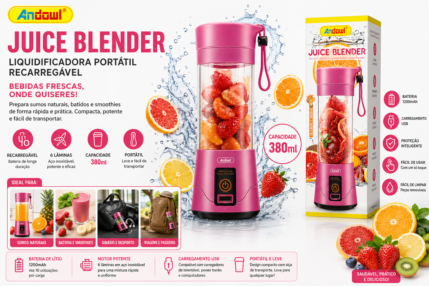 Espremedor de Sumos Q-L800 2200RPM – Extração Rápida