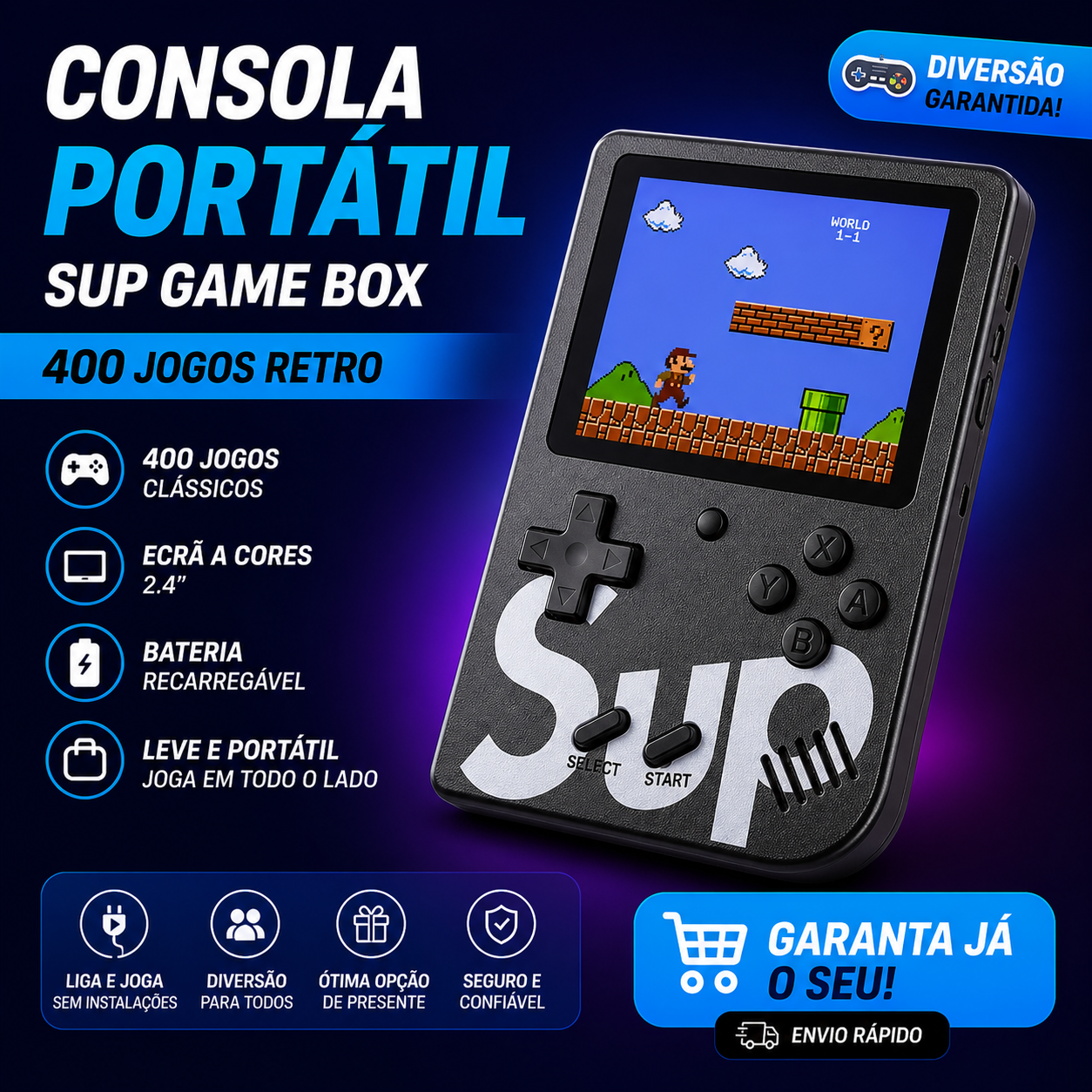 Consola Portátil SUP Game Box – 400 Jogos Retro