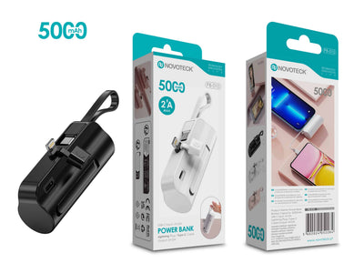 Powerbank Novoteck 5000mAh com Cabo Lightning – Compacto